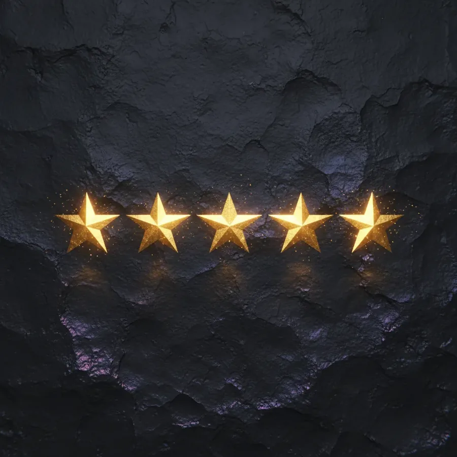 Row of golden stars on a dark background